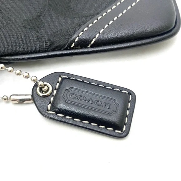 Coach Women's Leather Trimmed Black Signature C Wristlet - Picture 5 of 12